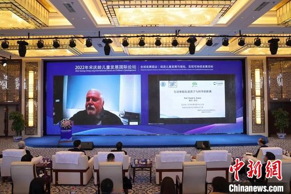 英國皇家化學會中國分會主席、北京化工大學特聘教授戴偉在線上作主旨報告 宋基會供圖